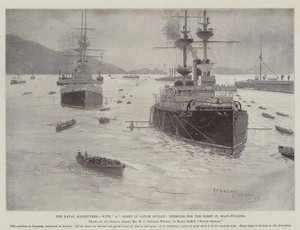 The Naval Manoeuvres, with A Fleet in Lough Swilly, Exercise for the Fleet in Boat-Pulling by Henry Charles Seppings Wright
